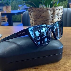 😎🖤SAINT LAURENT SL 276 MICA 001 Black Cat Eye Women's 53 mm Sunglasses